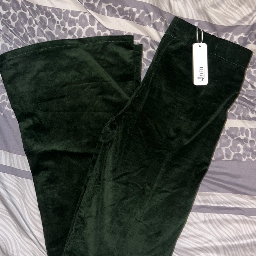 Glam Dark Green Velvet Pants